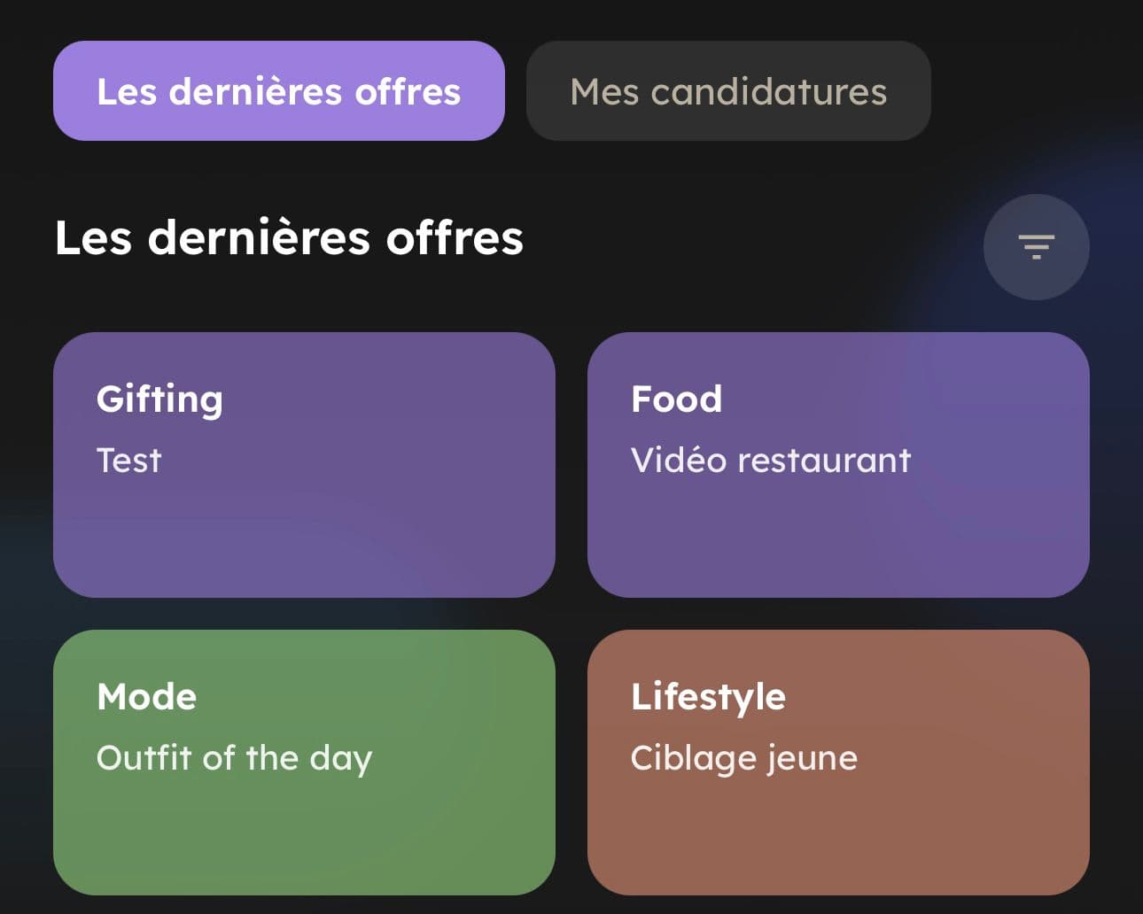 Aperçu Hub marques dans l'app Clutch