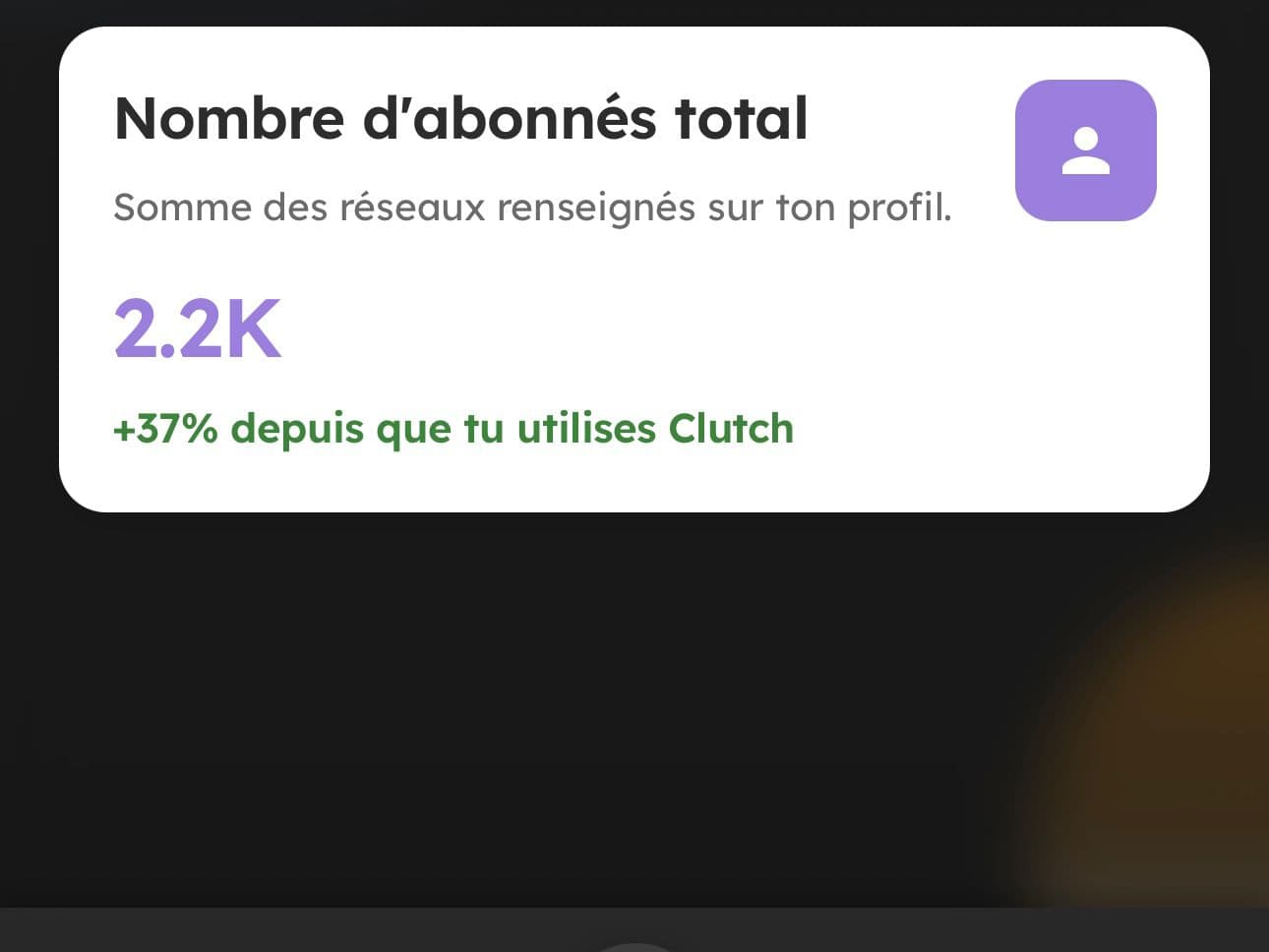 Aperçu Stats dans l'app Clutch